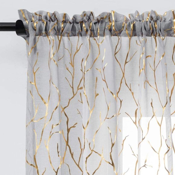 NWOB - Sheer Tree Branch Curtains - 52" x 63" Inch - 2 Panels - Picture 1 of 6